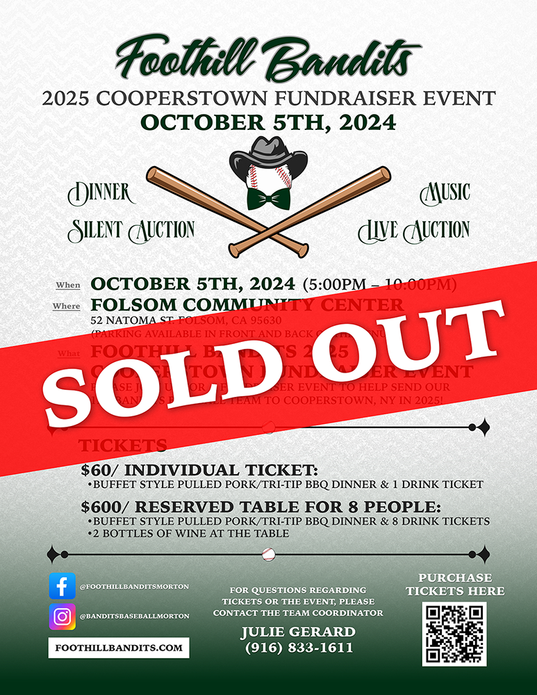 Foothill Bandits 12U Morton - Cooperstown Dinner Sold Out